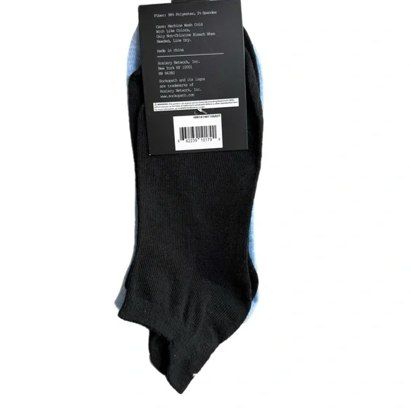 Blue and black low cut fun face socks with stay up heel tab NWT - Picture 3 of 6